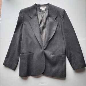 Vtg 100% New Wool Walker Lane Yugoslavia‎ Grey Blazer Jacket 12 Academia Preppy